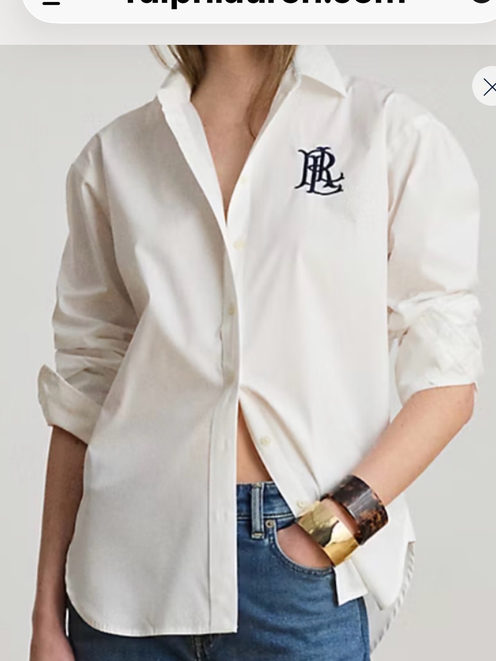 Lauren by Ralph Lauren Relaxed Fit Stretch Cotton Shirt size XL